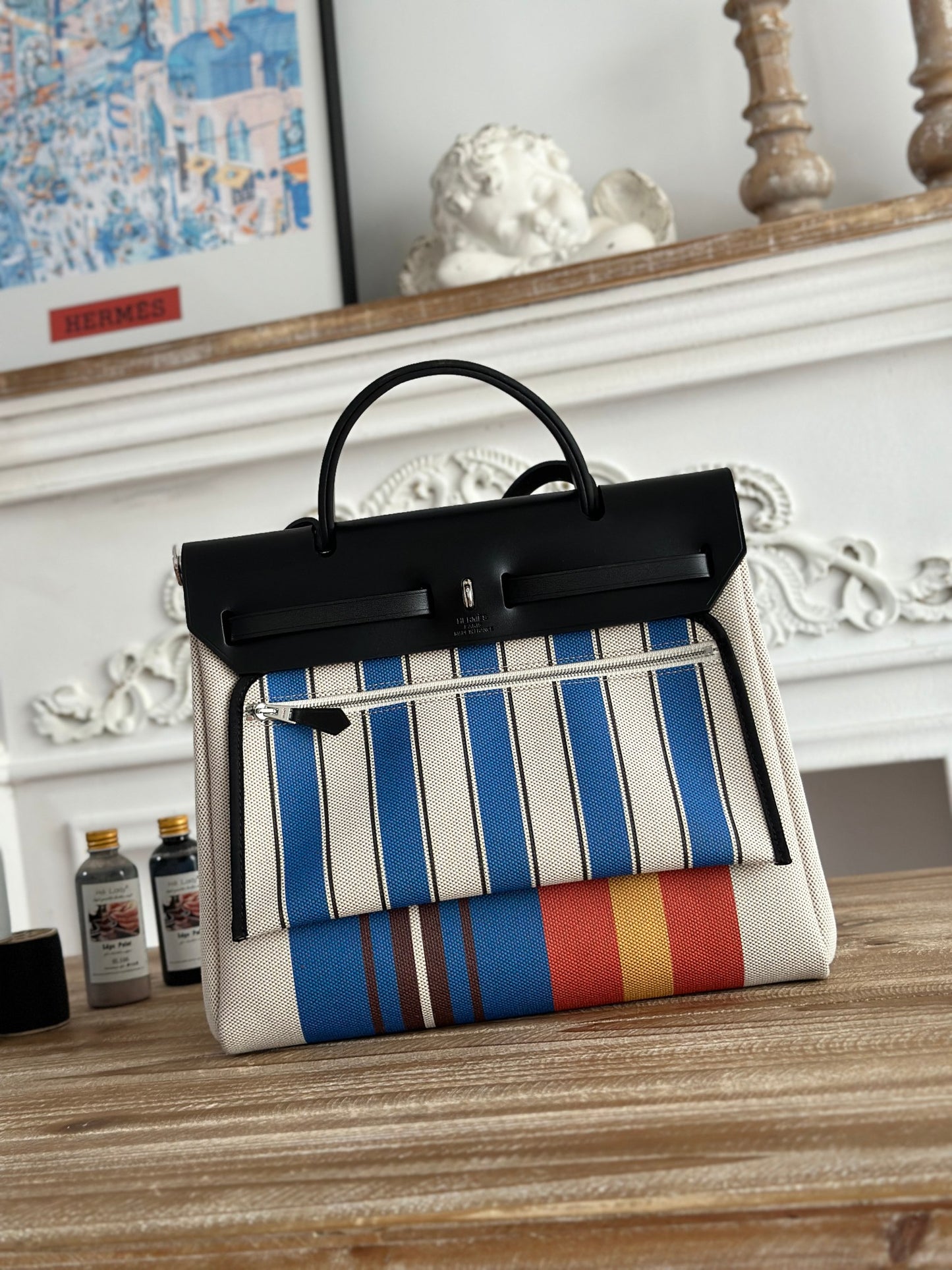 Herbag Ecru V Stripped Bag 31