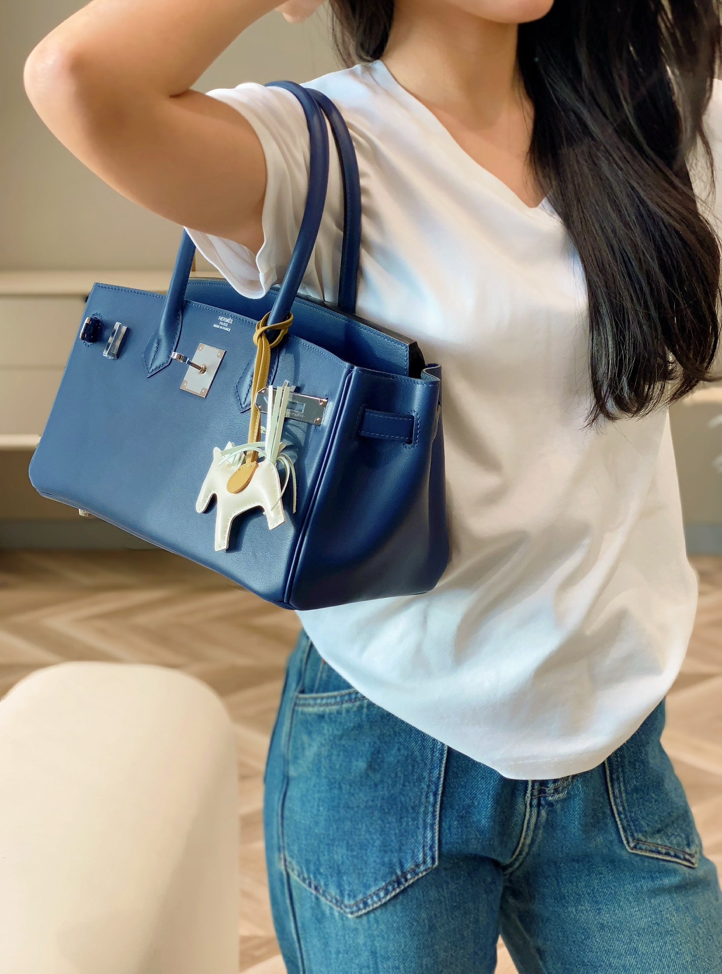 Mini Shoulder Birkin 29 Swift with Palladium Hardware