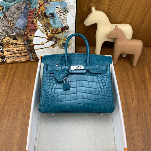 Birkin 25 Bag Gold Poppy Porosus Crocodile Palladium Hardware