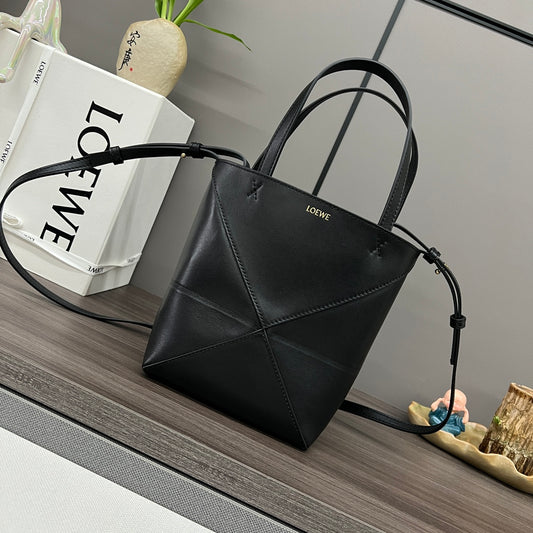 Puzzle fold tote in calfskin