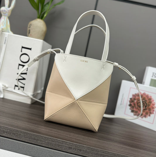 Puzzle fold tote in calfskin