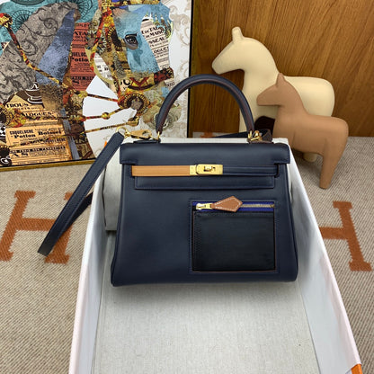 Kelly Colormatic 25 Blue Indigo Swift leather Gold hardware