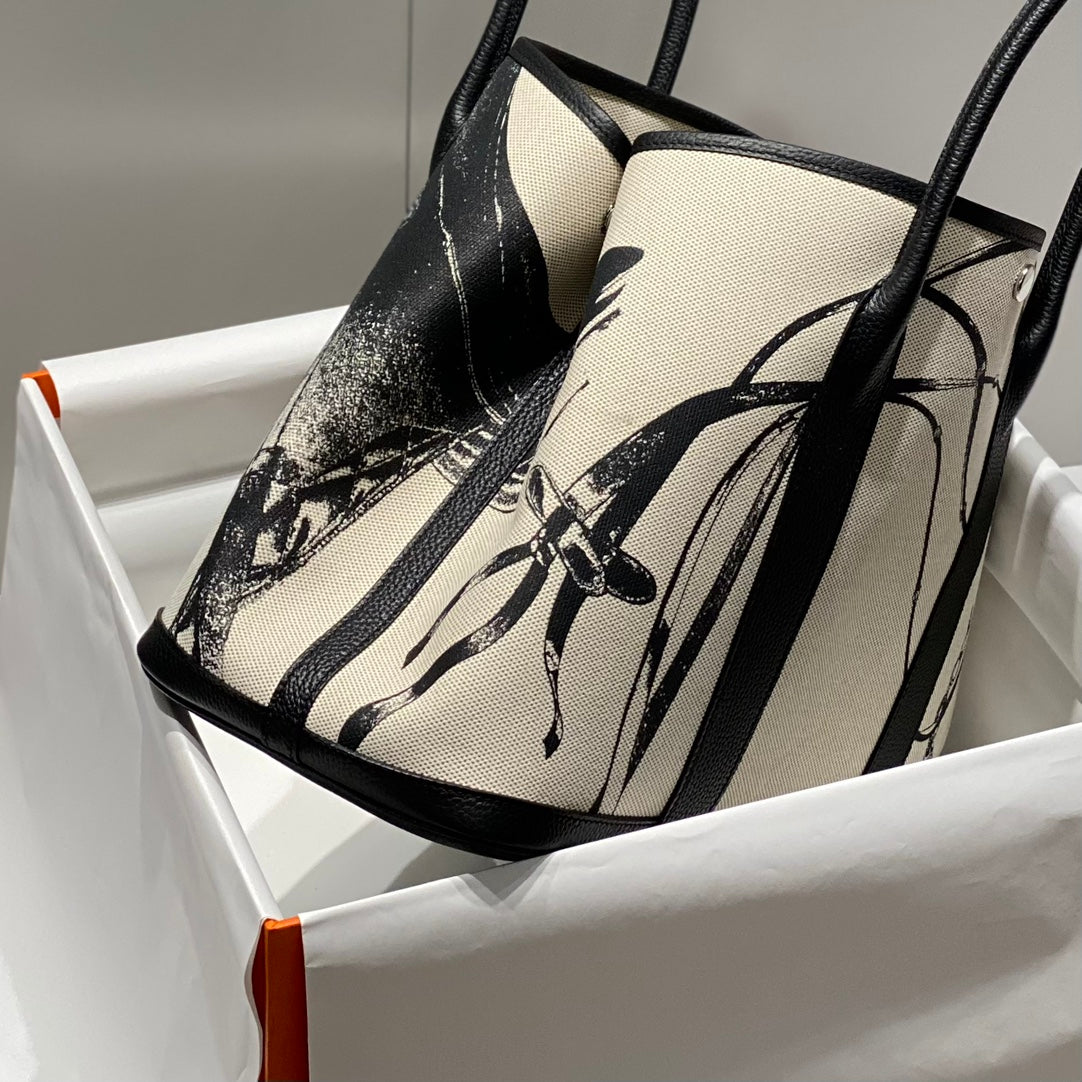 Garden Party Electrique Tote Printed Toile and Leather