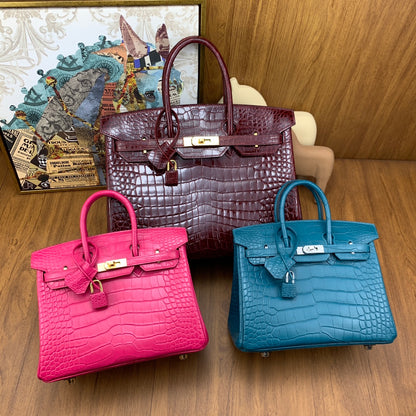 Birkin 25 Bag Gold Poppy Porosus Crocodile Gold Hardware