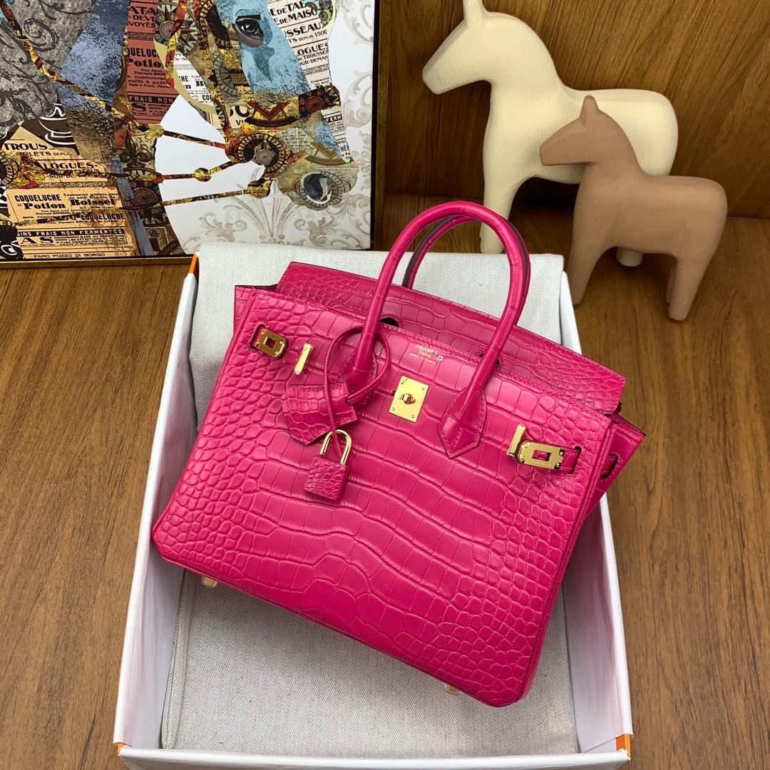 Birkin 25 Bag Gold Poppy Porosus Crocodile Gold Hardware