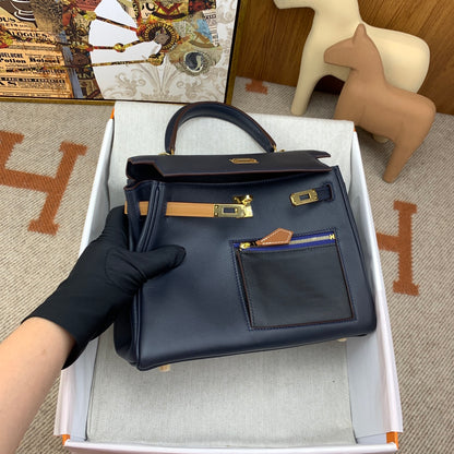 Kelly Colormatic 25 Blue Indigo Swift leather Gold hardware