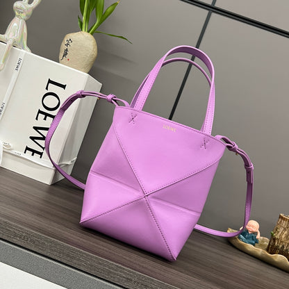 Puzzle fold tote in calfskin