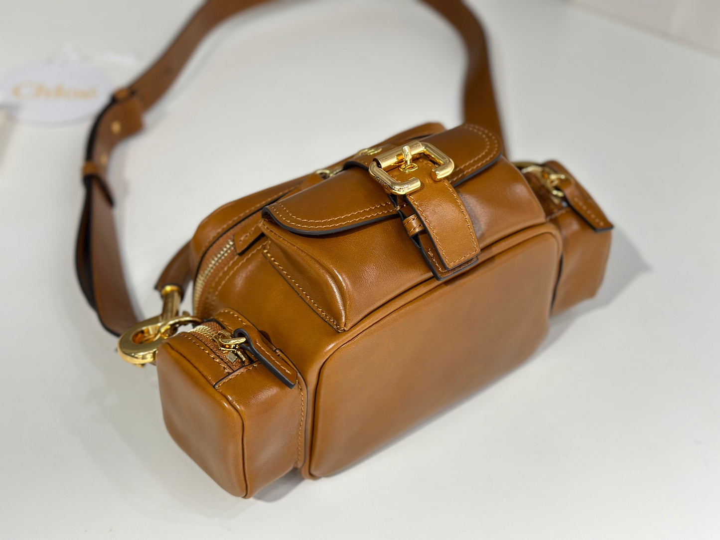 SMALL CAMERA BAG IN SHINY LEATHER