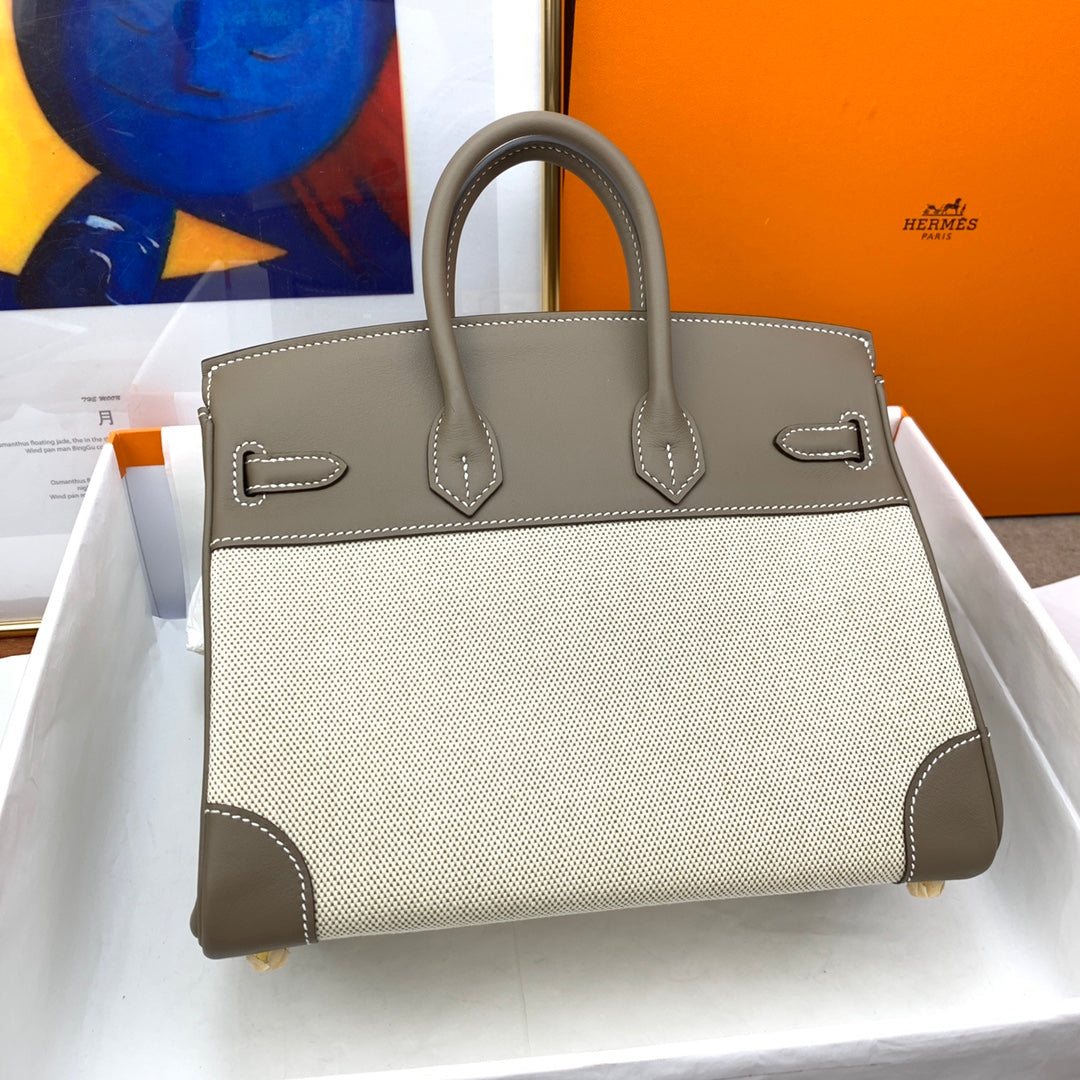 Birkin 25 & 30 Toile H and Chai Swift Gold Hardware