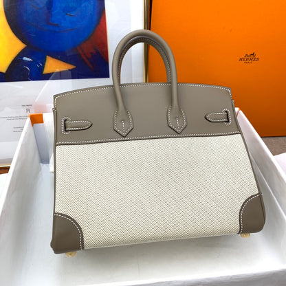 Birkin 25 & 30 Toile H and Chai Swift Gold Hardware