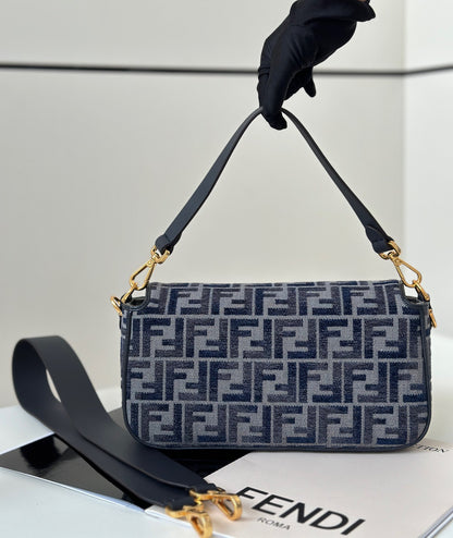 Baguette Dark blue FF chenille bag