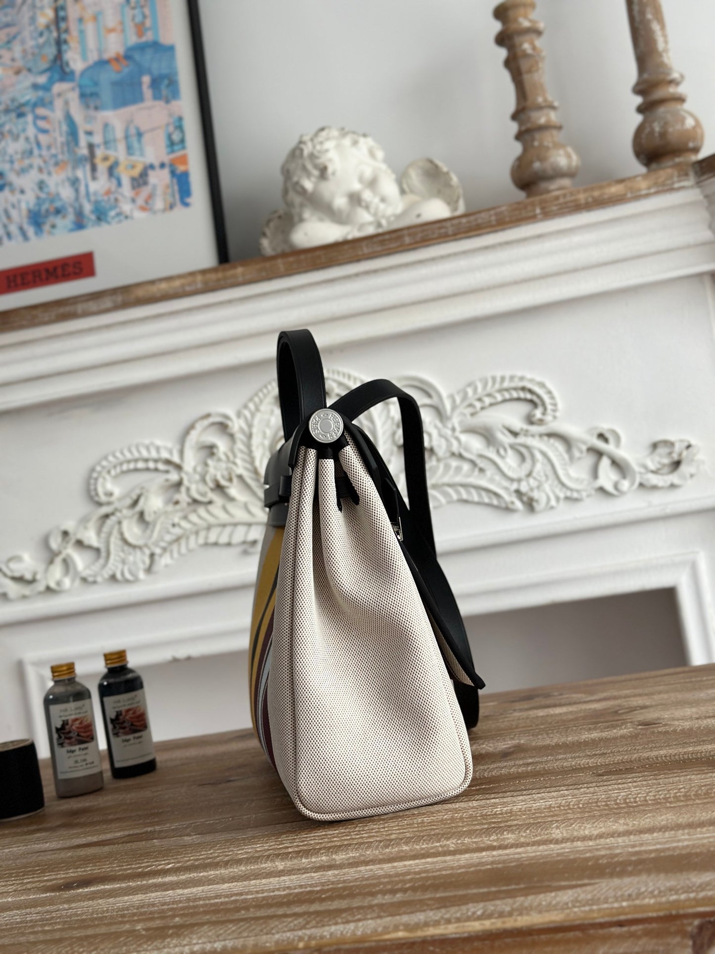 Herbag Ecru V Stripped Bag 31