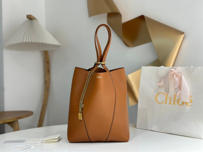 CHLOÉ SPIN TOTE BAG IN GRAINED LEATHER