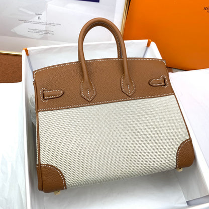 Birkin 25 & 30 Toile H and Chai Swift Gold Hardware