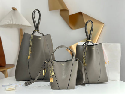 CHLOÉ SPIN TOTE BAG IN GRAINED LEATHER