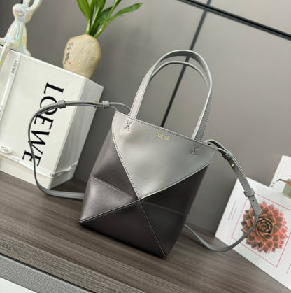 Puzzle fold tote in calfskin