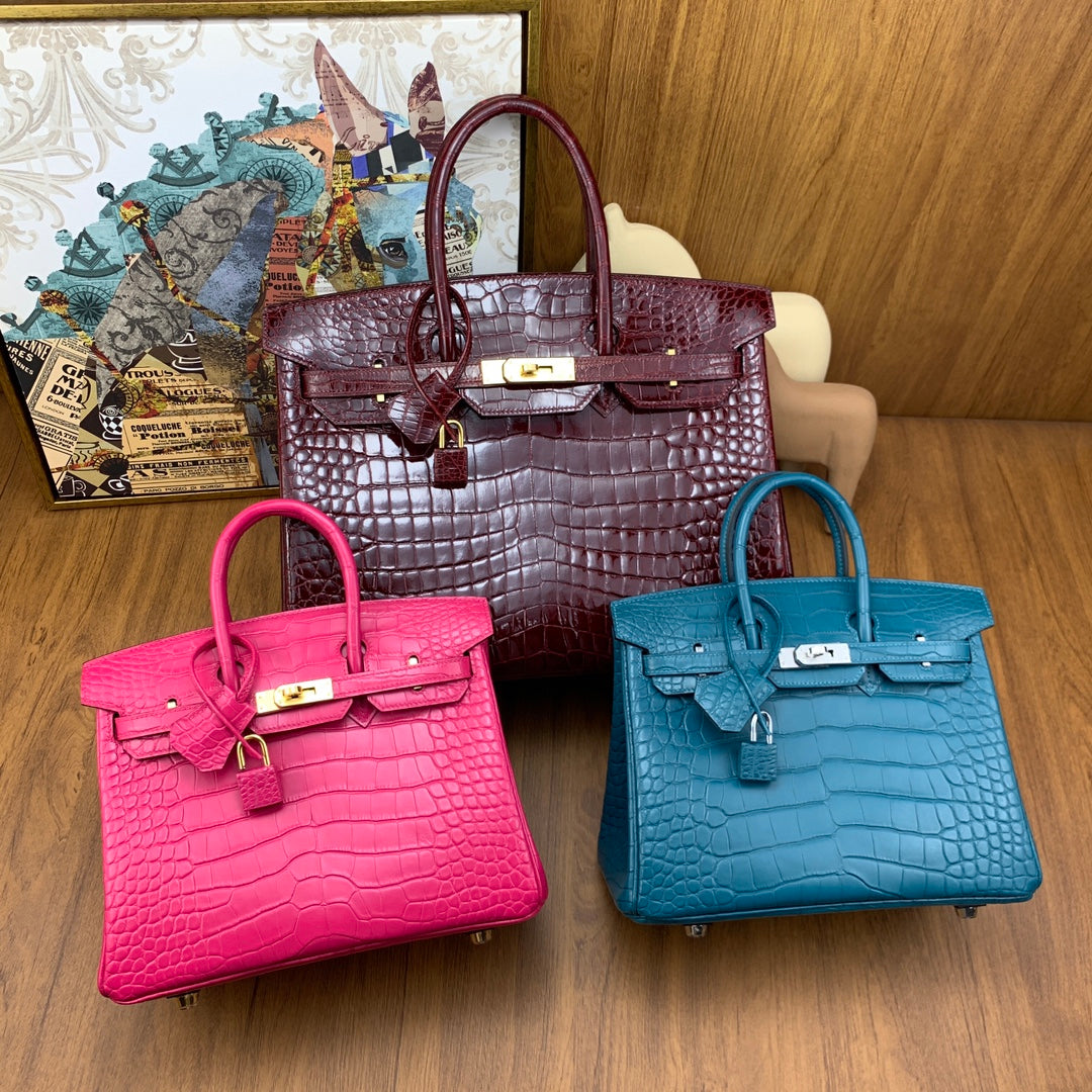 Birkin Shiny Porosus Crocodile 35 Rouge H