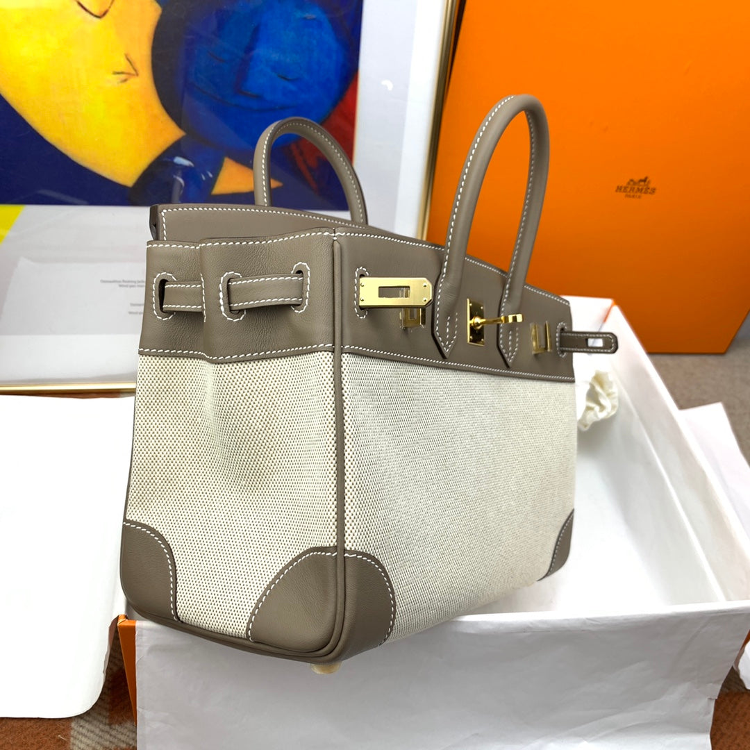 Birkin 25 & 30 Toile H and Chai Swift Gold Hardware