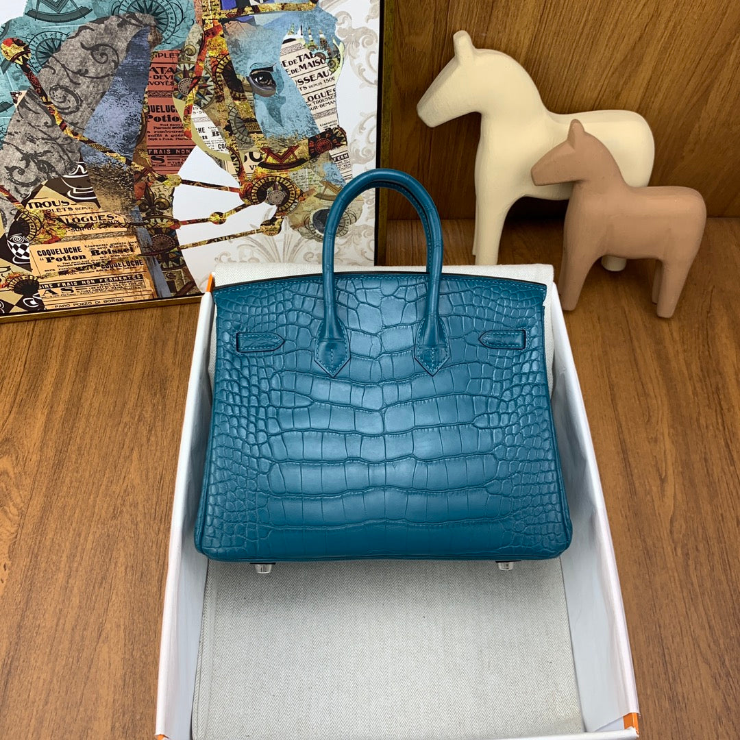 Birkin 25 Bag Gold Poppy Porosus Crocodile Palladium Hardware