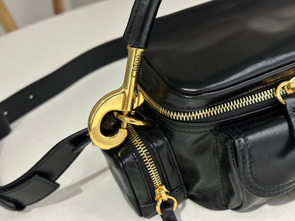 SMALL CAMERA BAG IN SHINY LEATHER