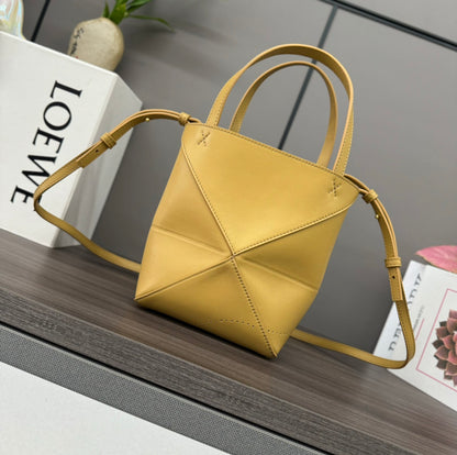 Puzzle fold tote in calfskin