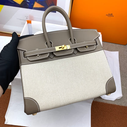 Birkin 25 & 30 Toile H and Chai Swift Gold Hardware