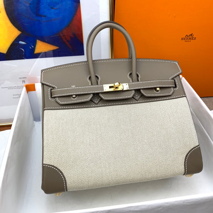 Birkin 25 & 30 Toile H and Chai Swift Gold Hardware