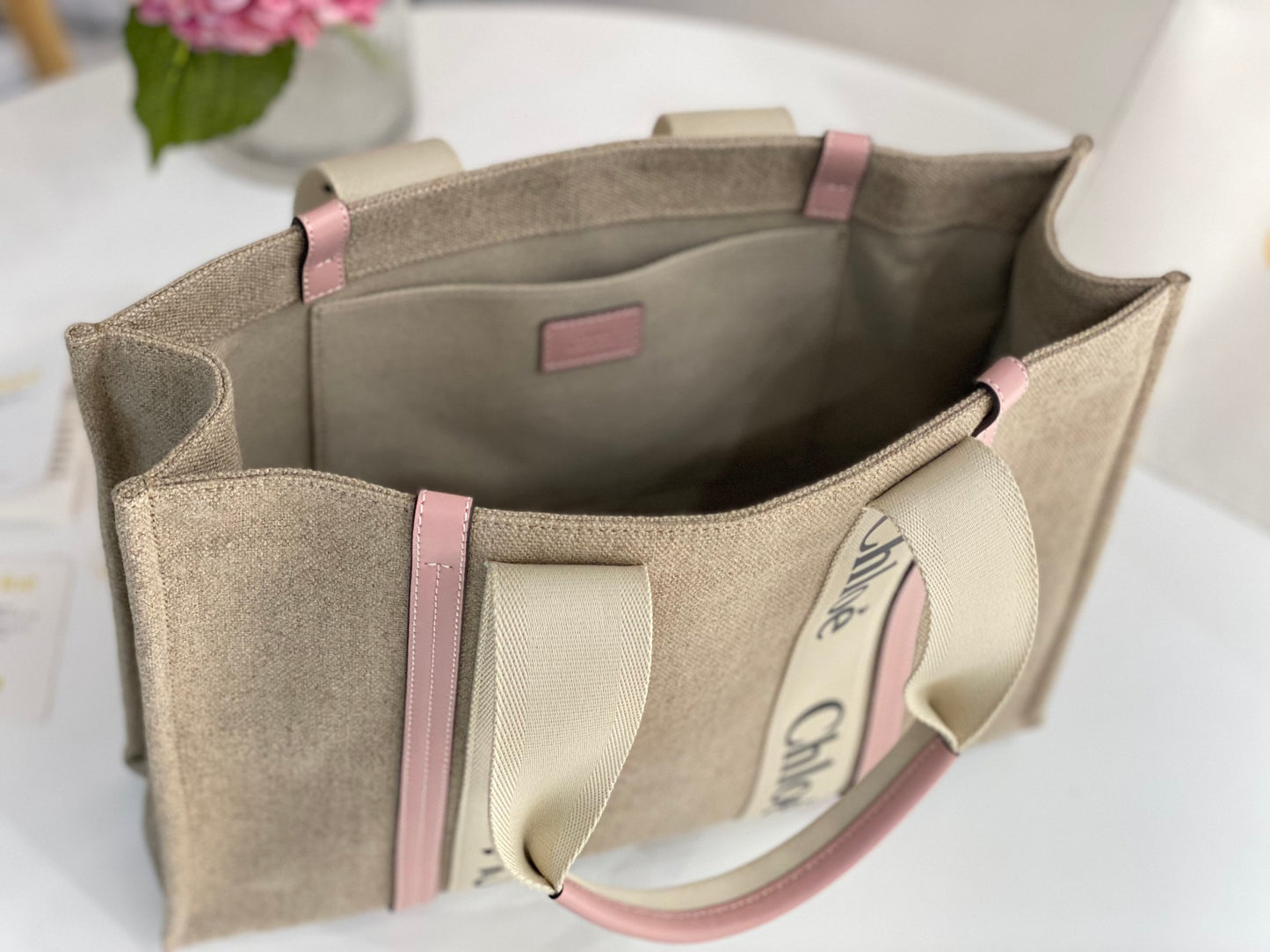 WOODY TOTE BAG IN LINEN