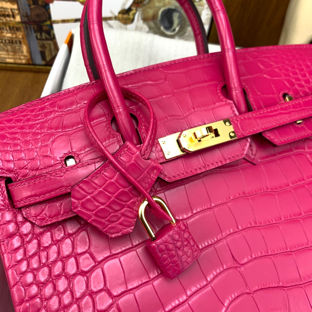 Birkin 25 Bag Gold Poppy Porosus Crocodile Gold Hardware