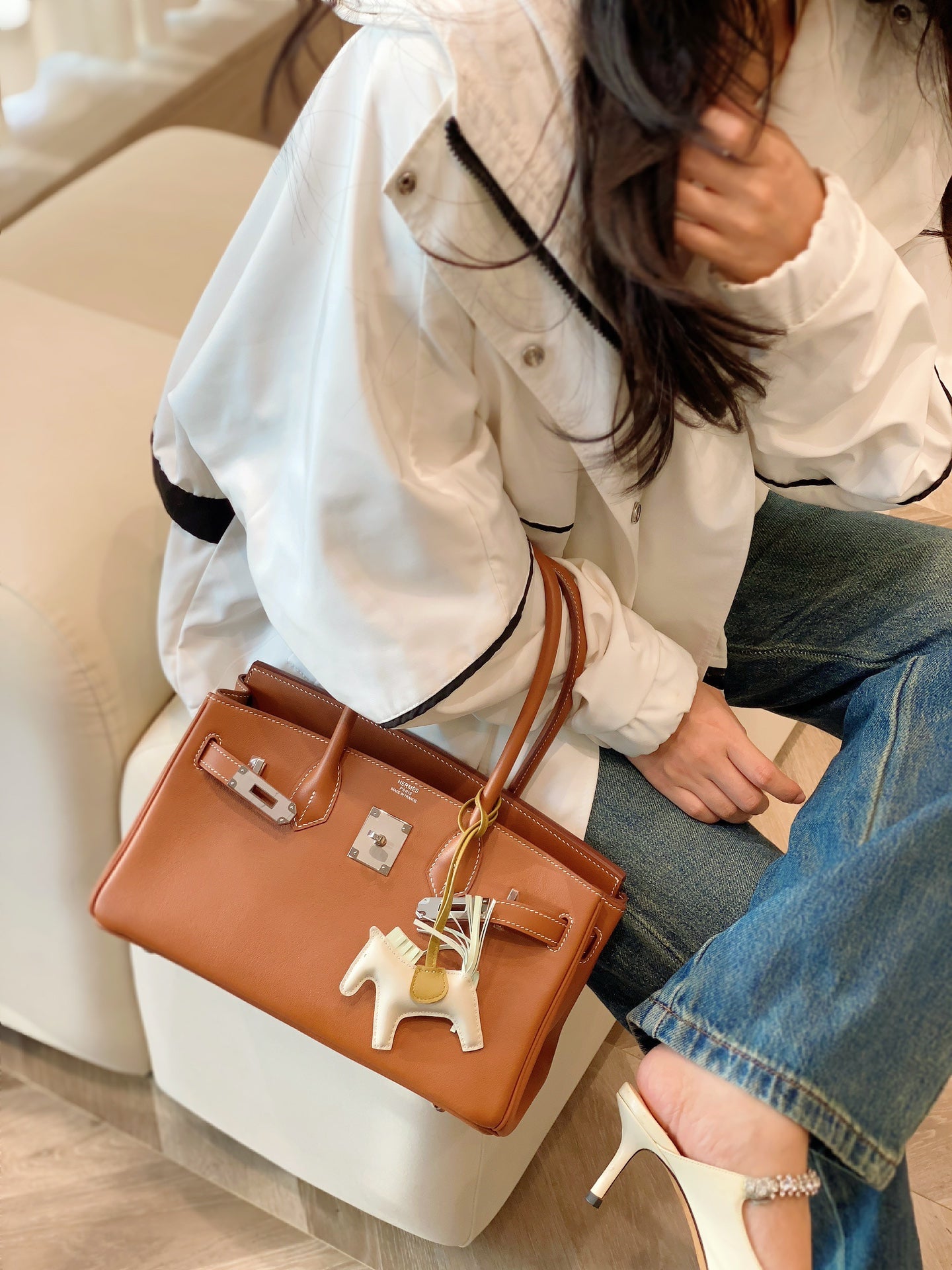 Mini Shoulder Birkin 29 Swift with Palladium Hardware