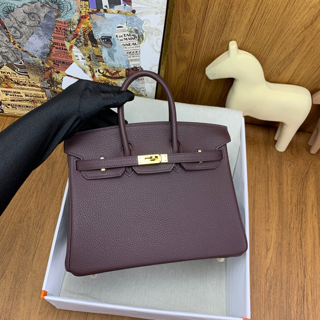 Birkin 25 Bordeaux Handbag Togo