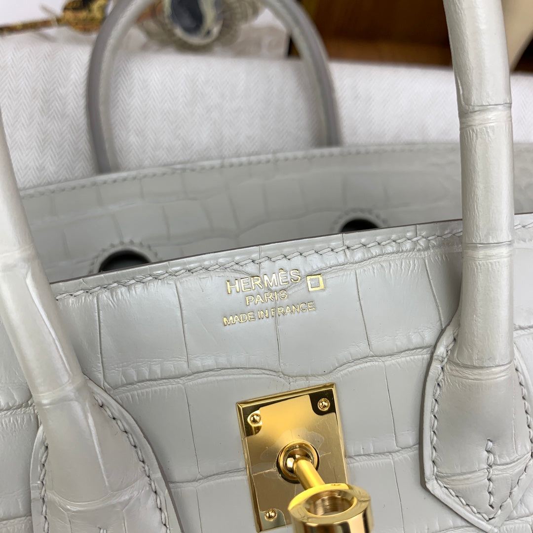 Birkin 25 Bag Gold Poppy Porosus Crocodile Gold Hardware