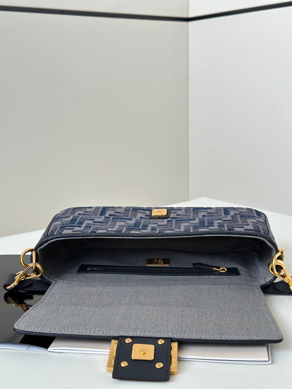 Baguette Dark blue FF chenille bag