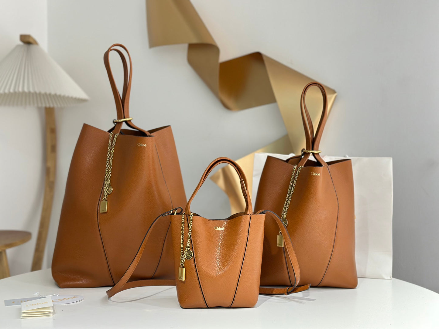 CHLOÉ SPIN TOTE BAG IN GRAINED LEATHER