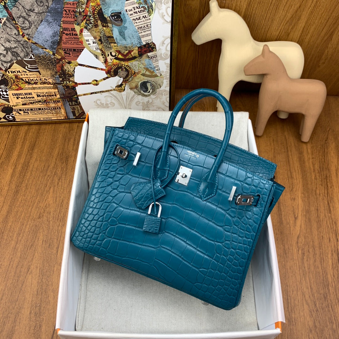 Birkin 25 Bag Gold Poppy Porosus Crocodile Palladium Hardware