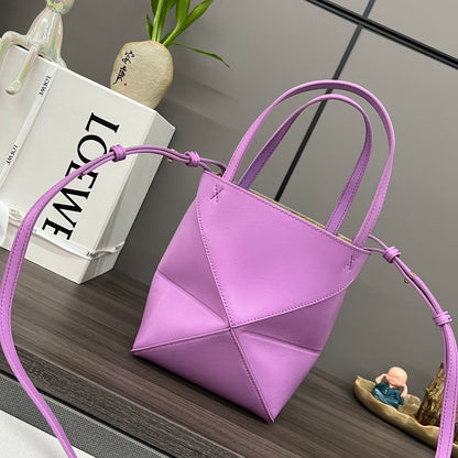 Puzzle fold tote in calfskin