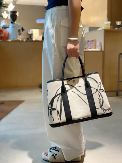 Garden Party Electrique Tote Printed Toile and Leather