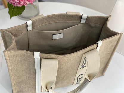 WOODY TOTE BAG IN LINEN