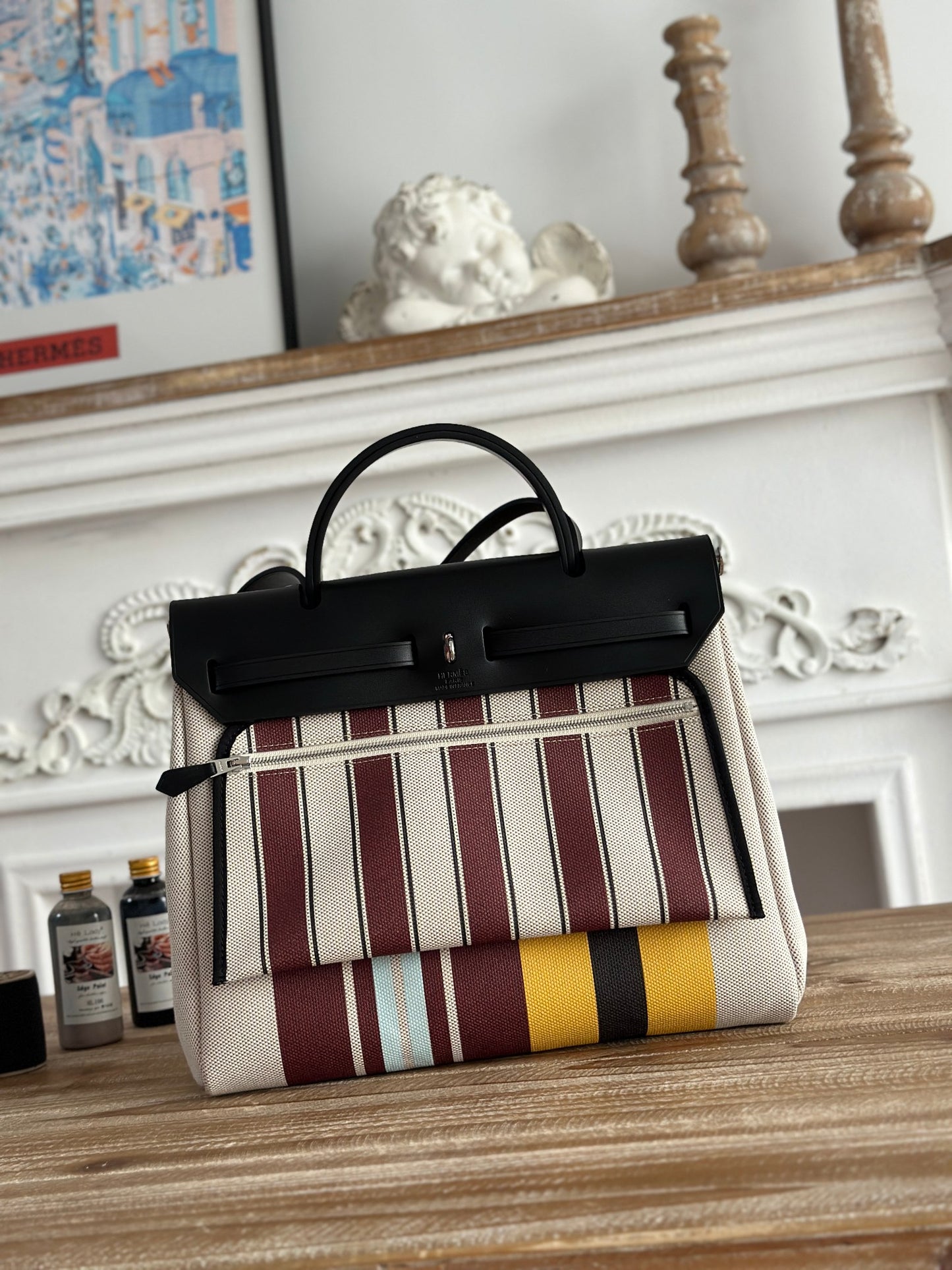 Herbag Ecru V Stripped Bag 31