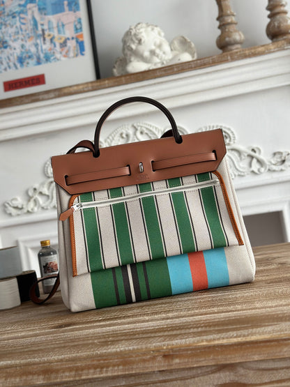 Herbag Ecru V Stripped Bag 31