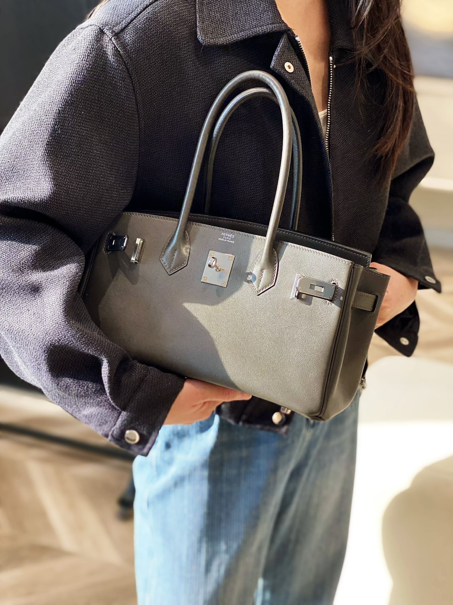 Mini Shoulder Birkin 29 Swift with Palladium Hardware