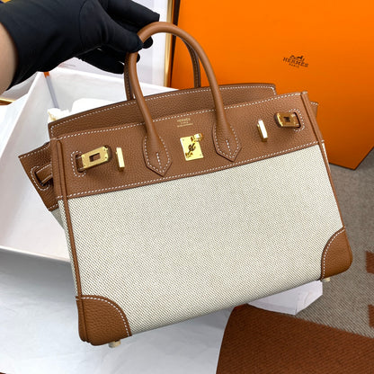 Birkin 25 & 30 Toile H and Chai Swift Gold Hardware