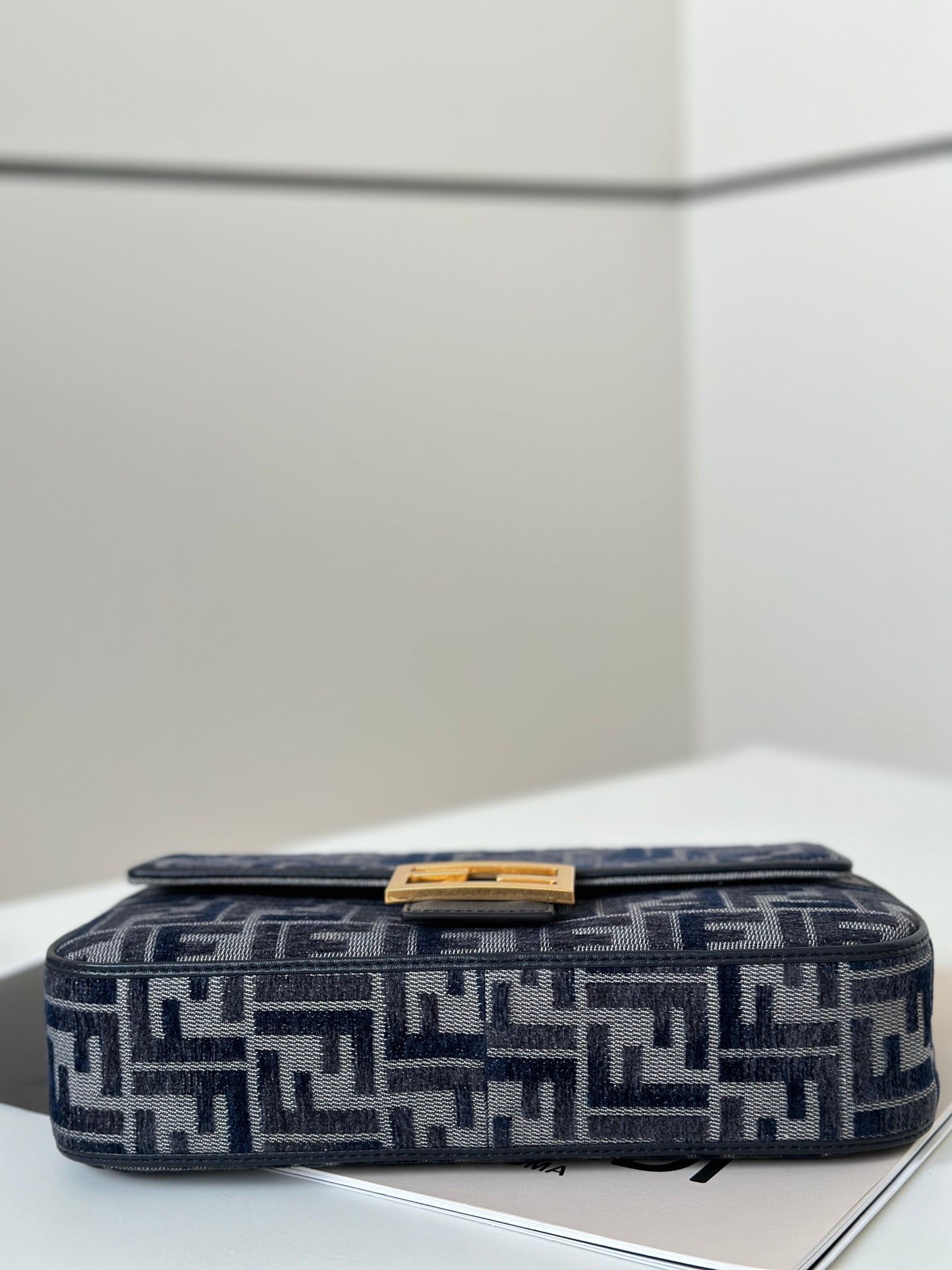 Baguette Dark blue FF chenille bag