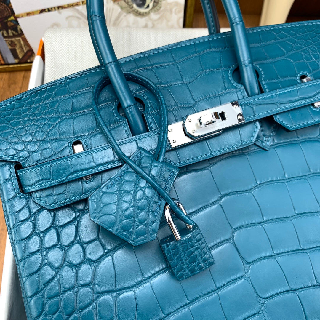 Birkin 25 Bag Gold Poppy Porosus Crocodile Palladium Hardware