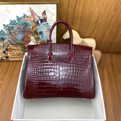 Birkin Shiny Porosus Crocodile 35 Rouge H