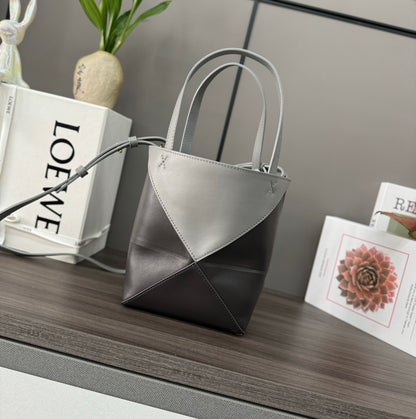 Puzzle fold tote in calfskin