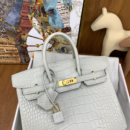 Birkin 25 Bag Gold Poppy Porosus Crocodile Gold Hardware