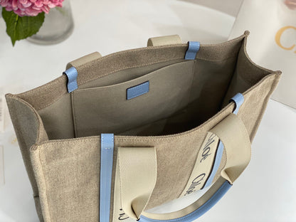 WOODY TOTE BAG IN LINEN