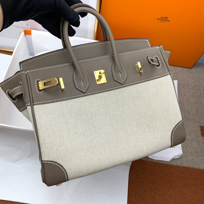 Birkin 25 & 30 Toile H and Chai Swift Gold Hardware